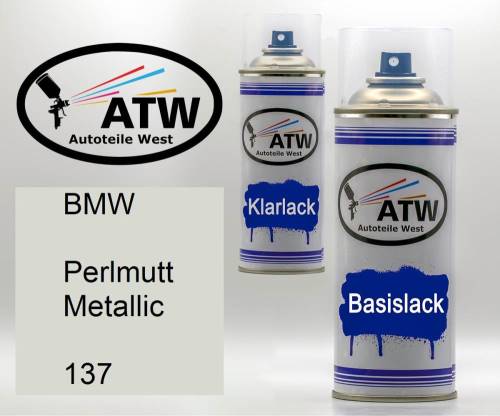 BMW, Perlmutt Metallic, 137: 400ml Sprühdose + 400ml Klarlack - Set, von ATW Autoteile West.